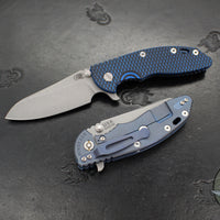 Hinderer XM-18 3.5"- Sheepsfoot- Battle Blue Titanium Handle- Various G-10 Scales- Working Finish S45VN Steel Blade