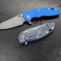 Hinderer XM-18 3.5"- Sheepsfoot- Battle Blue Titanium Handle- Various G-10 Scales- Working Finish S45VN Steel Blade