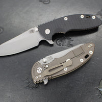 Hinderer XM-18 3.5"- Sheepsfoot- Battle Bronze Finished Titanium Handle- Various G-10- Working Finish S45VN Steel Blade