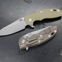 Hinderer XM-18 3.5"- Sheepsfoot- Battle Bronze Finished Titanium Handle- Various G-10- Working Finish S45VN Steel Blade