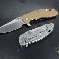 Hinderer XM-18 3.5"- Sheepsfoot- Stonewash Finished Titanium Handle- Various G-10- Stonewash S45VN Steel Blade