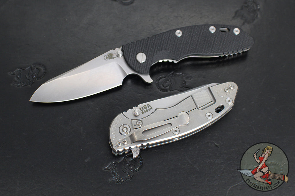 Hinderer XM-18 3.5"- Sheepsfoot- Stonewash Finished Titanium Handle- Various G-10- Stonewash S45VN Steel Blade