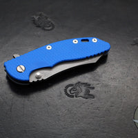 Hinderer XM-18 3.5"- Skinner Edge-Battle Blue Finished Ti And Blue G-10- Working Finish Blade- S45VN