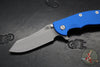 Hinderer XM-18 3.5"- Skinner Edge-Battle Blue Finished Ti And Blue G-10- Working Finish Blade- S45VN