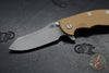 Hinderer XM-18 3.5"- Skinner Edge-Working Finish Ti And Coyote G-10- Working Finish Blade- S45VN
