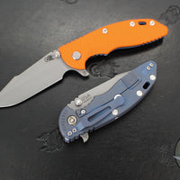 Hinderer XM-18 3.5"- Skinny Harpoon Spanto- Battle Blue Titanium And Various G-10 Handles- Working Finish Magnacut Steel Blade