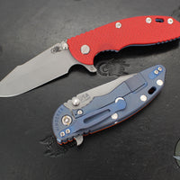 Hinderer XM-18 3.5"- Skinny Harpoon Spanto- Battle Blue Titanium And Various G-10 Handles- Working Finish Magnacut Steel Blade
