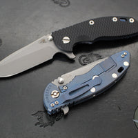 Hinderer XM-18 3.5"- Spanto Edge- Battle Blue Ti And Various G-10 Handles- Working Finish Blade