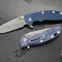 Hinderer XM-18 3.5"- Spanto Edge- Battle Blue Ti And Various G-10 Handles- Working Finish Blade