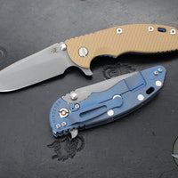 Hinderer XM-18 3.5"- Spanto Edge- Battle Blue Ti And Various G-10 Handles- Working Finish Blade
