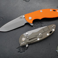 Hinderer XM-18 3.5"- Spanto Edge- Battle Bronze Ti And Various G-10 Handles- Working Finish Blade