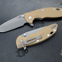 Hinderer XM-18 3.5"- Spanto Edge- LINER LOCK- Working Finish Ti And Various G-10 Handles- Working Finish Blade