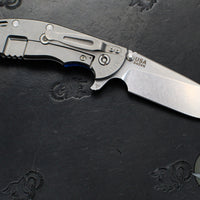 Hinderer XM-24 4.0"- Slicer Edge- Hollow Grind- Stonewash Ti And BlueBlack G-10 Handle- Stonewash Finish S45VN Blade