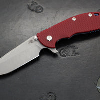 Hinderer XM-24 4.0"- Spearpoint- Battle Blue Ti And Red G-10 Handle- Working Finish S45VN Blade