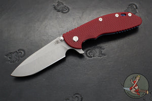 Hinderer XM-24 4.0"- Spearpoint- Battle Blue Ti And Red G-10 Handle- Working Finish S45VN Blade