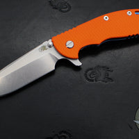 Hinderer XM-24 4.0"- Spearpoint- Stonewash Blue Ti And Orange G-10 Handle- Stonewash Finish S45VN Blade