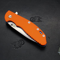 Hinderer XM-24 4.0"- Spearpoint- Stonewash Blue Ti And Orange G-10 Handle- Stonewash Finish S45VN Blade