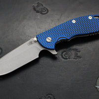 Hinderer XM-24 4.0"- Spearpoint- Working Finish Ti And BlueBlack G-10 Handle- Working Finish S45VN Blade