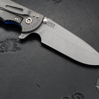 Hinderer XM-24 4.0"- Spearpoint- Working Finish Ti And Blue G-10 Handle- Working Finish S45VN Blade