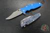 Hinderer Eklipse 3.5"- Bowie Edge- Battle Blue Ti And Various G-10 Handle Scales- Working Finish S45VN Blade