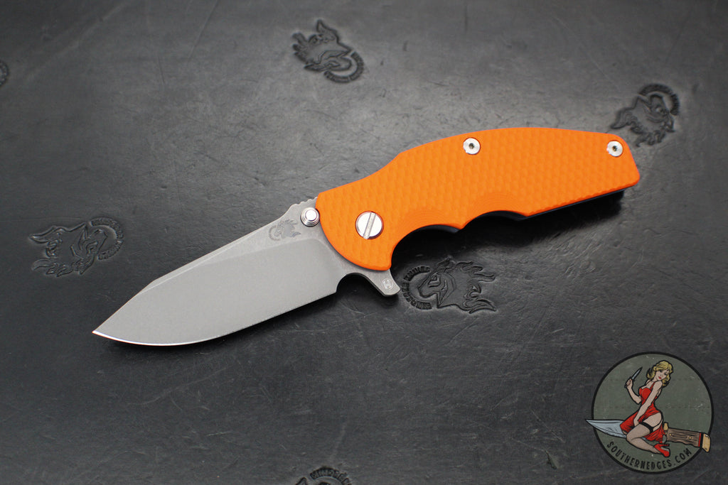 Hinderer Jurassic- Slicer Edge- Hollow Grind- Battle Blue Titanium