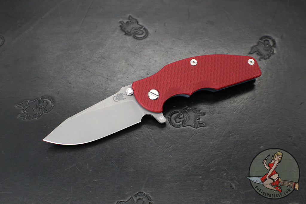 Hinderer Jurassic- Slicer Edge- Hollow Grind- Battle Blue Titanium