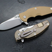 Hinderer Jurassic- Slicer Edge- Hollow Grind- Stonewash Bronze Finished Titanium and Various G-10 Handle Scales- Stonewash Finished Magnacut Steel Blade