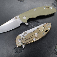 Hinderer XM-18 3.5"- Sheepsfoot- Stonewash Bronze Finished Titanium Handle- Various G-10 Scales- Stonewash S45VN Steel Blade