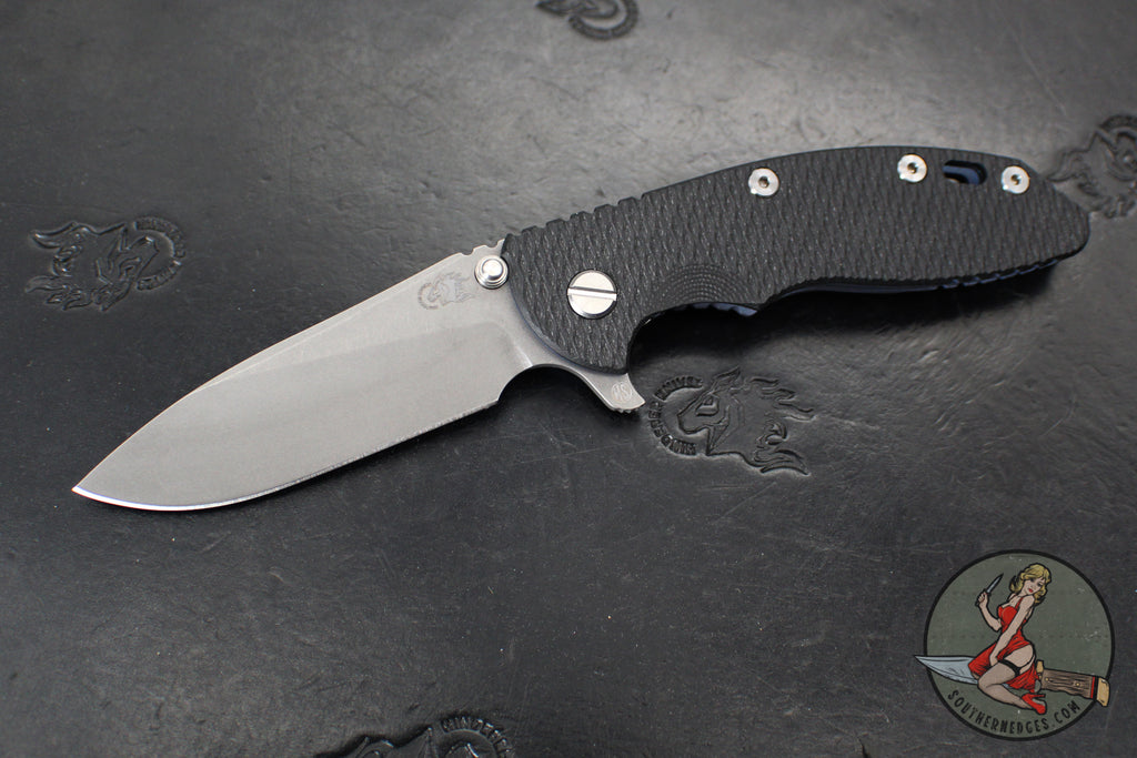 Hinderer XM-18 3.5"- Skinny Slicer- Hollow Grind- Battle Blue Finished Titanium And Various G-10 Handles- Working Finish Magnacut Steel Blade