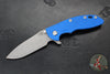 Hinderer XM-18 3.5"- Skinny Slicer- Hollow Grind- Battle Blue Finished Titanium And Various G-10 Handles- Working Finish Magnacut Steel Blade