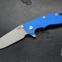 Hinderer XM-18 3.5"- Skinny Slicer- Hollow Grind- Battle Blue Finished Titanium And Various G-10 Handles- Working Finish Magnacut Steel Blade