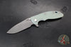 Hinderer XM-18 3.5"- Skinny Slicer- Hollow Grind- Battle Blue Finished Titanium And Various G-10 Handles- Working Finish Magnacut Steel Blade