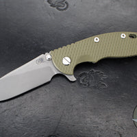 Hinderer XM-18 3.5"- Skinny Slicer- Hollow Grind- Battle Green Finished Titanium And Various G-10 Handles- Working Finish Magnacut Steel Blade