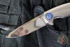 Holt Bladeworks Morpheus Flipper SN1877- Ridgeback Pattern Titanium- Burnished In The Nude Titanium Handles- M390 Stonewash 1.0 Blade Finish