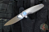 Holt Bladeworks Morpheus Flipper- Feather Pattern Titanium- Burnished In The Nude Titanium Handles- VANAX Near Mirror Blade Finish SN1879