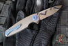 Holt Bladeworks Morpheus Flipper- Feather Pattern Titanium- Burnished In The Nude Titanium Handles- VANAX Near Mirror Blade Finish SN1879