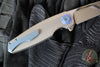 Holt Bladeworks Morpheus Flipper- Feather Pattern Titanium- Burnished In The Nude Titanium Handles- VANAX Near Mirror Blade Finish SN1879