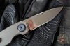 Holt Bladeworks Morpheus Flipper- Field Pattern Titanium- Burnished In The Nude Titanium Handles- M390 Near Mirror Blade Finish SN1882