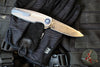 Holt Bladeworks Morpheus Flipper SN1877- Ridgeback Pattern Titanium- Burnished In The Nude Titanium Handles- M390 Stonewash 1.0 Blade Finish