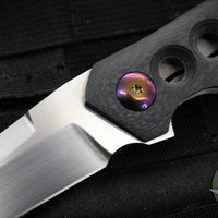 Kevin Foster- Angler Flipper- Carbon Fiber And Titanium Handle- Satin Blade- Black Timascus Clip