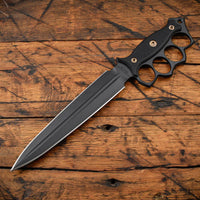 RMJ Lady Death- Knuckle Duster Trench Knife! Graphite Black Finished Blade- Black G-10