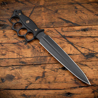 RMJ Lady Death- Knuckle Duster Trench Knife! Graphite Black Finished Blade- Black G-10