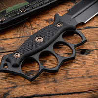 RMJ Lady Death- Knuckle Duster Trench Knife! Graphite Black Finished Blade- Black G-10