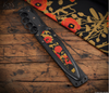 RMJ Lady Death- Knuckle Duster Trench Knife- Graphite Black Finished Blade- Black G-10- Poppi Camo And Leather Sheath