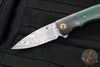 Kirby Lambert Custom Mini Blitz Flipper- Damasteel Blade- Vintage Westinghouse Green Micarta Scales- Zirconium Bolster