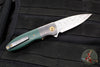 Kirby Lambert Custom Mini Blitz Flipper- Damasteel Blade- Vintage Westinghouse Green Micarta Scales- Zirconium Bolster