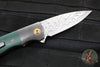 Kirby Lambert Custom Mini Blitz Flipper- Damasteel Blade- Vintage Westinghouse Green Micarta Scales- Zirconium Bolster