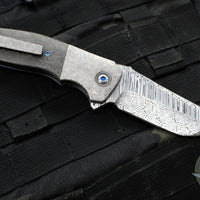 Kirby Lambert Custom Korudo Flipper- Damasteel Blade- Shredded Carbon Fiber Scales- Crystalized Titanium Bolster And Pocket Clip