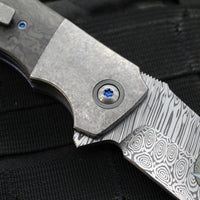 Kirby Lambert Custom Korudo Flipper- Damasteel Blade- Shredded Carbon Fiber Scales- Crystalized Titanium Bolster And Pocket Clip