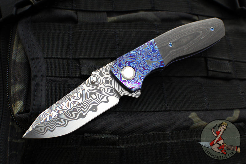 Kirby Lambert Custom Phoenix Flipper- Damasteel Blade- Carboquartz